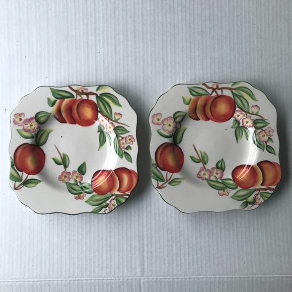 Set Of 2 Harry And David Scalloped Square Dessert/Salad Plates 8” - Picture 3 of 6